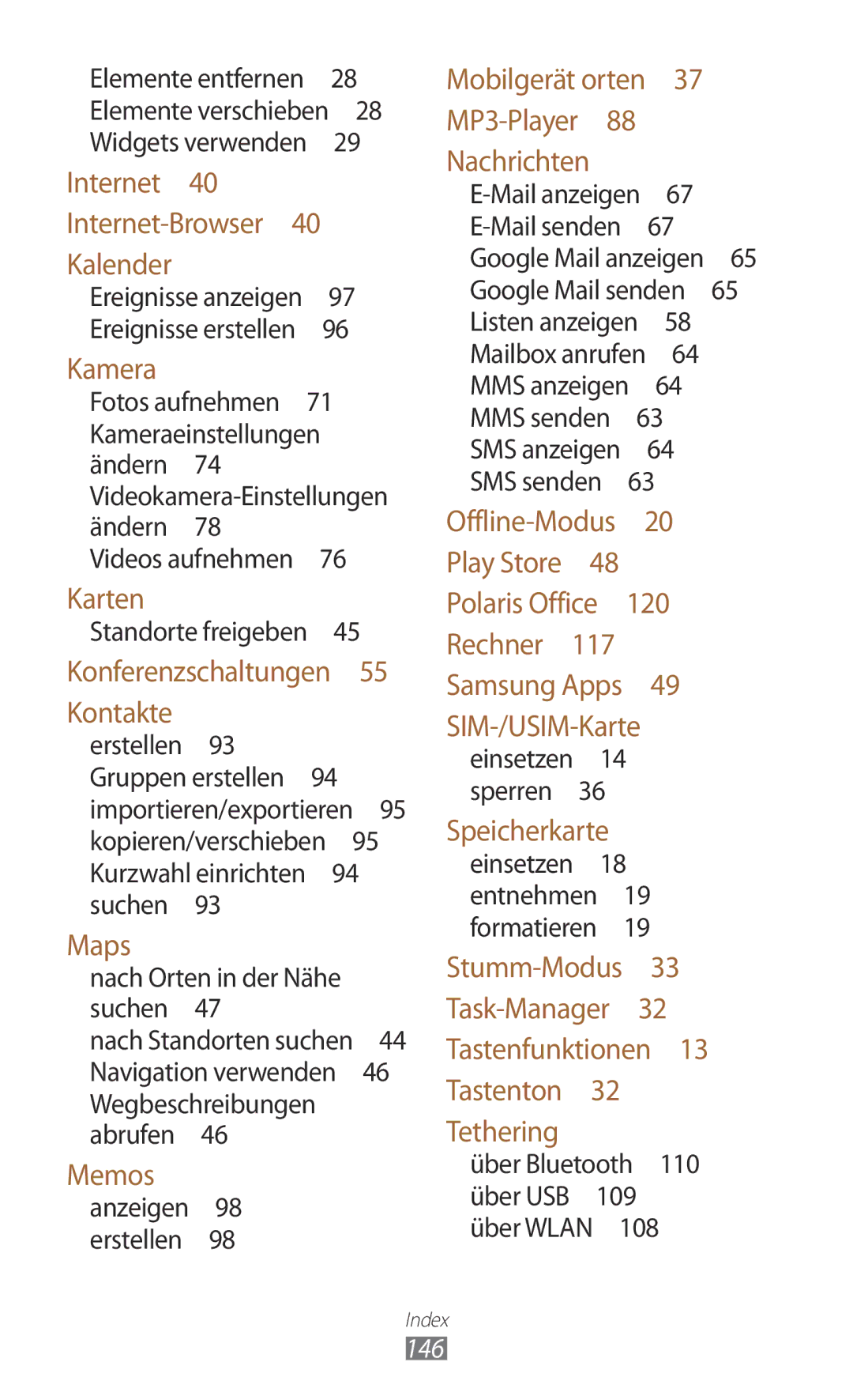 Samsung GT-P3100ZWAATO, GT-P3100TSAVD2, GT-P3100ZWAHUI manual Gruppen erstellen , Nach Orten in der Nähe, Wegbeschreibungen 